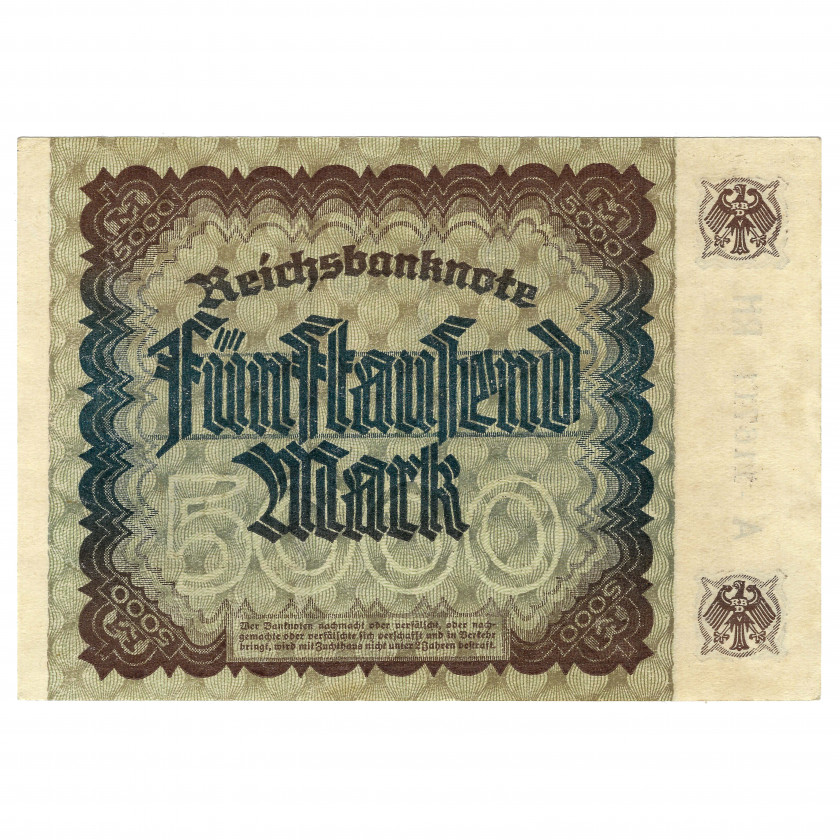 5000 Markas, Vācija, 1922 (UNC)