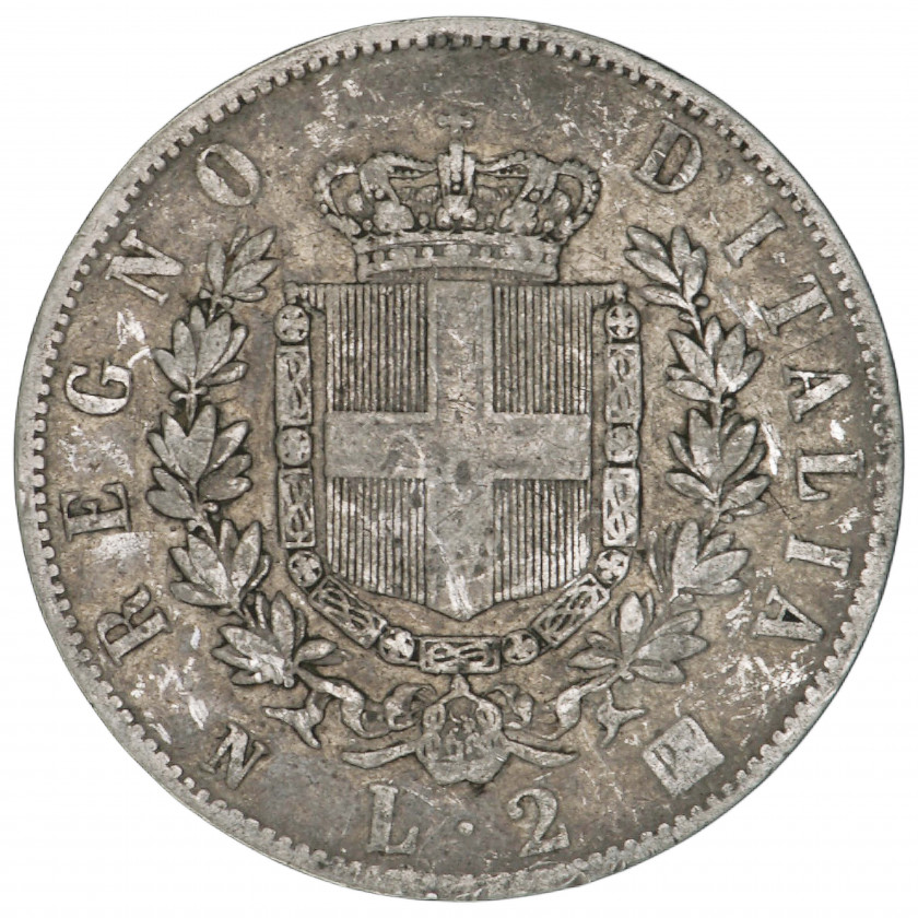 2 Liras 1863 (N), Itālija (VG), KM 6a.1