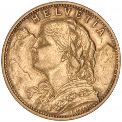 20 Francs 1913, Switzerland (XF), KM 35.1