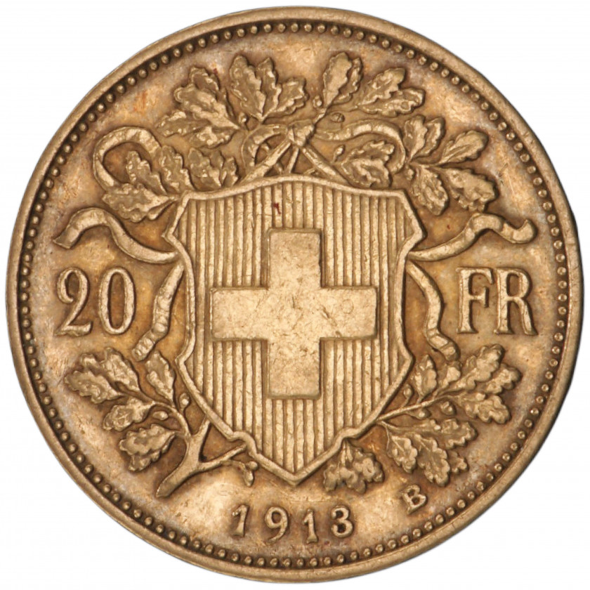 20 Francs 1913, Switzerland (XF), KM 35.1