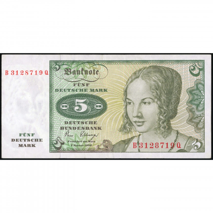5 Deutsche Mark, Germany (Federal Republic), 1980 (XF-), Pick 30b