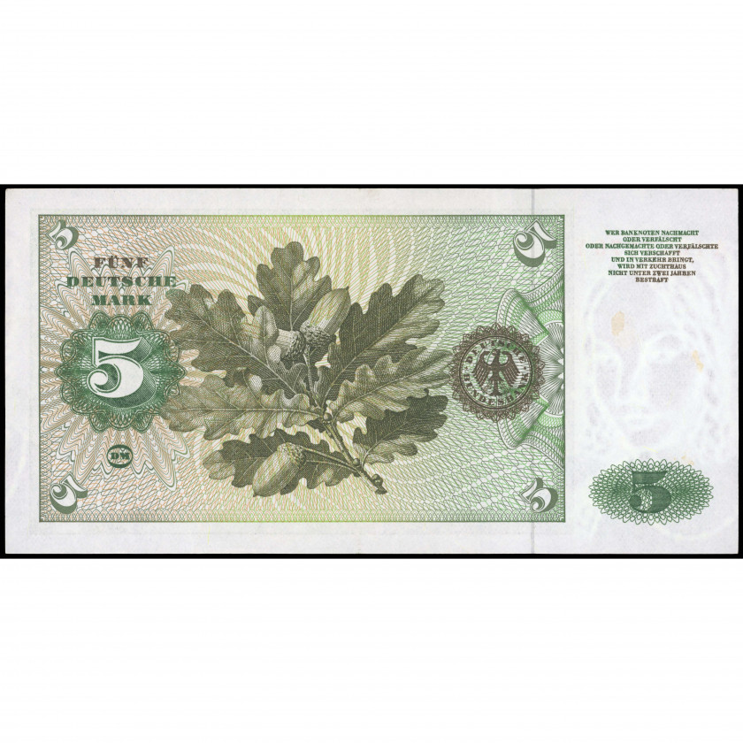 5 Vācu Markas, Vācija (Federatīvā Republika), 1960 (XF), Pick 18a