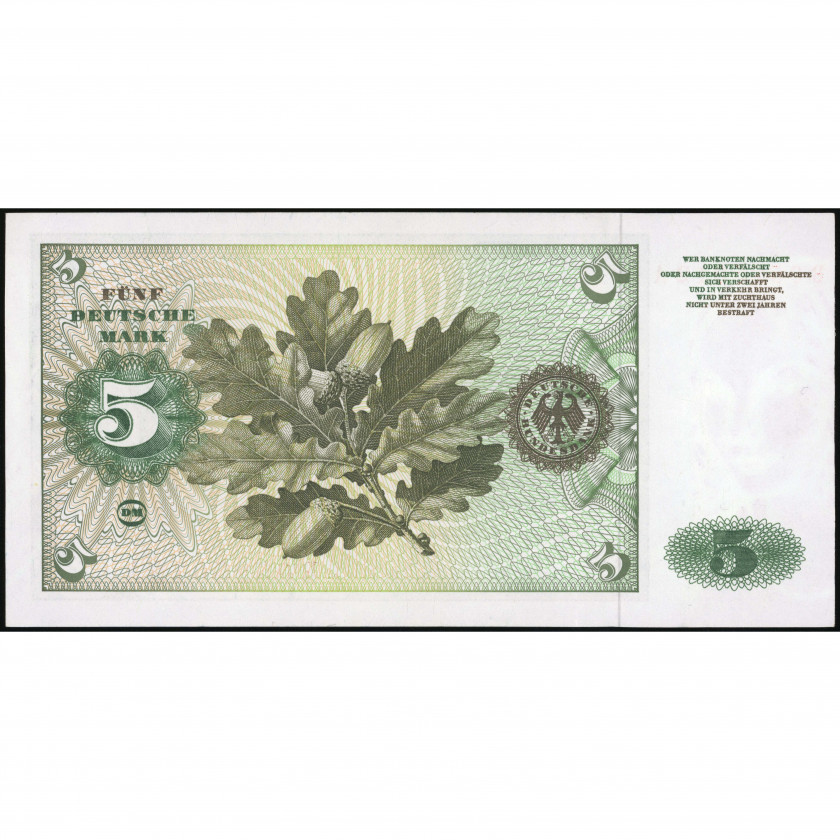 5 Vācu Markas, Vācija (Federatīvā Republika), 1960 (AU), Pick 18a