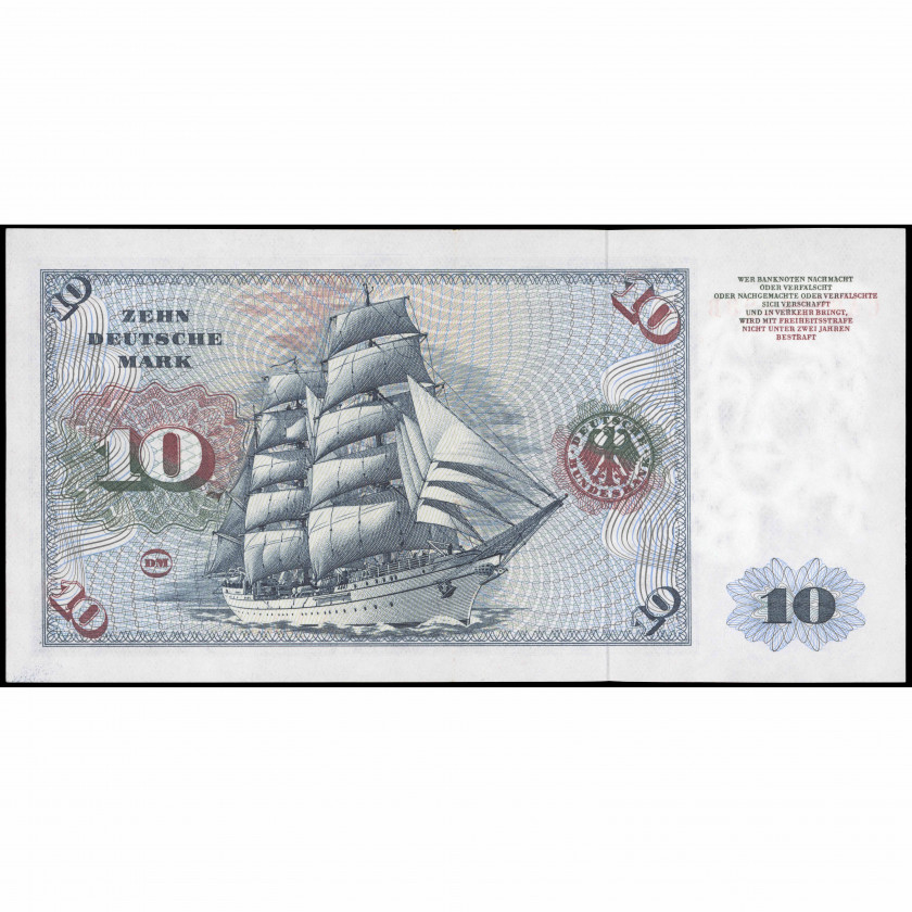 10 Vācu Markas, Vācija (Federatīvā Republika), 1970 (AU), Pick 31a