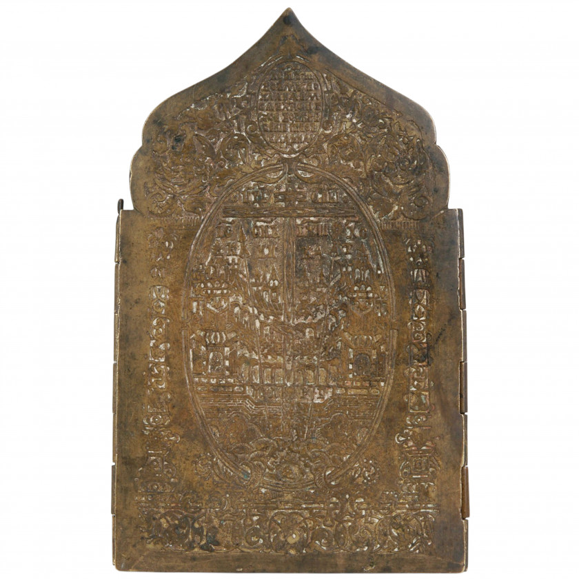 Four-panel folding icon "The Twelve Great Feasts" with five-color enamel