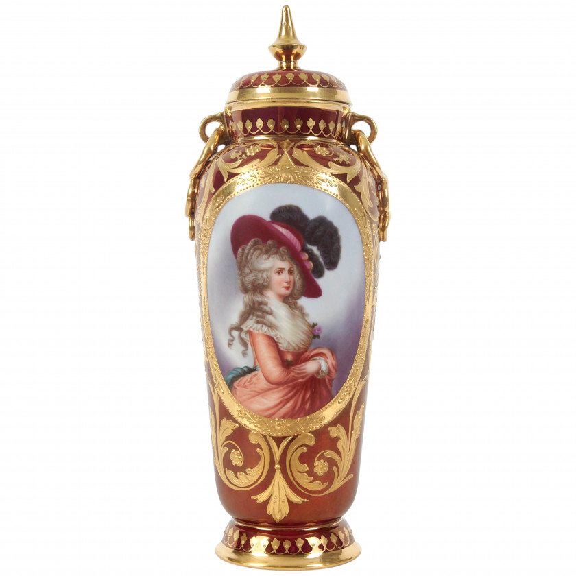 Porcelain decorative vase with a portrait of Georgiana Cavendish, Duchess of Devonshire