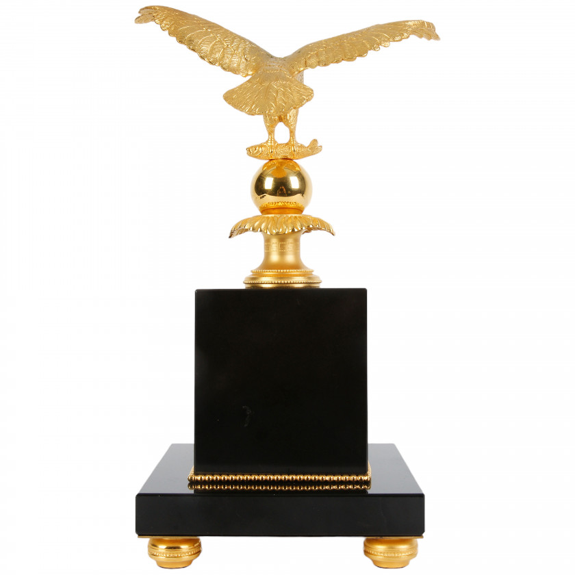 Bronze clock with marble "Eagle, Lev Tolstoy"