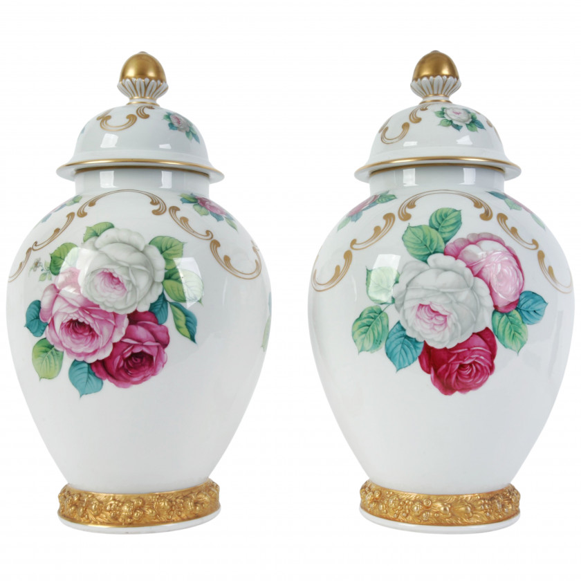 A pair of porcelain decorative vases