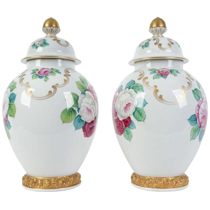 A pair of porcelain decorative vases