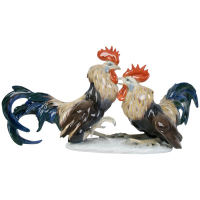 Porcelain figure "Fighting Roosters"