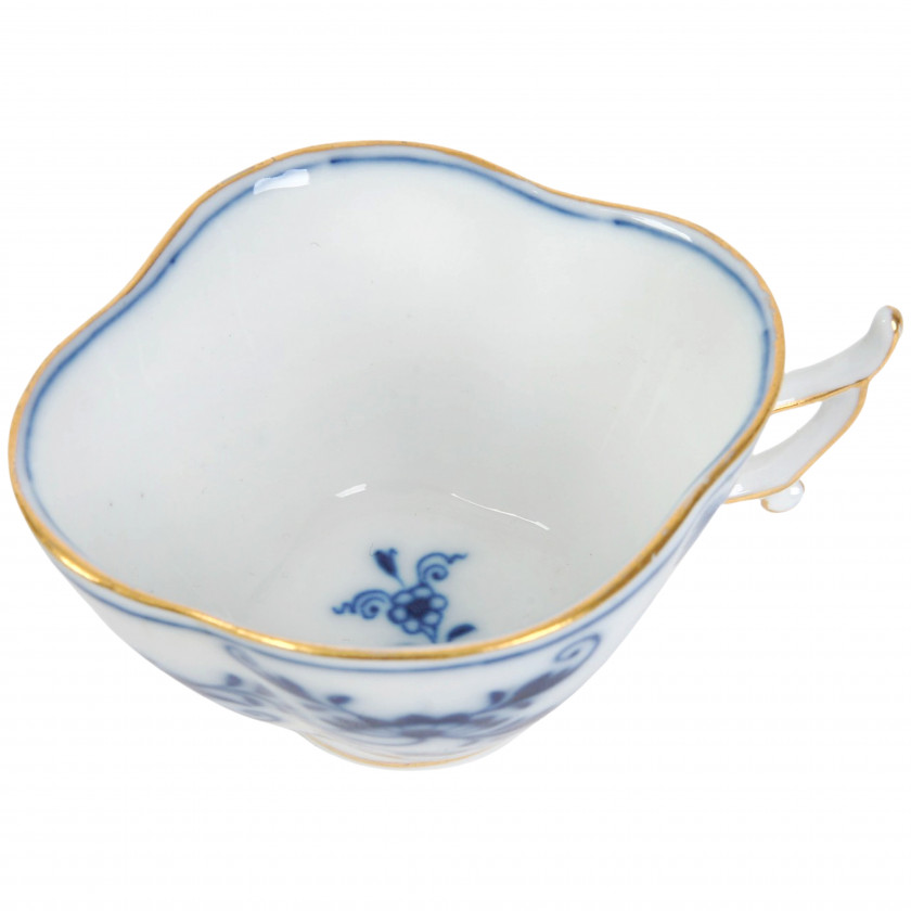 Porcelāna kafijas tasīte ar apakštasīti "Zilais sīpols"