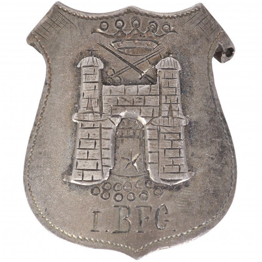 Shield for a Banner Staff "Coat of Arms of the City of Riga and the Initials I.B.F.G."