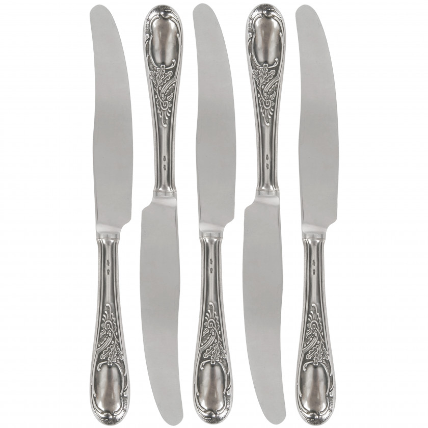 Silver 5 pieces table knives set