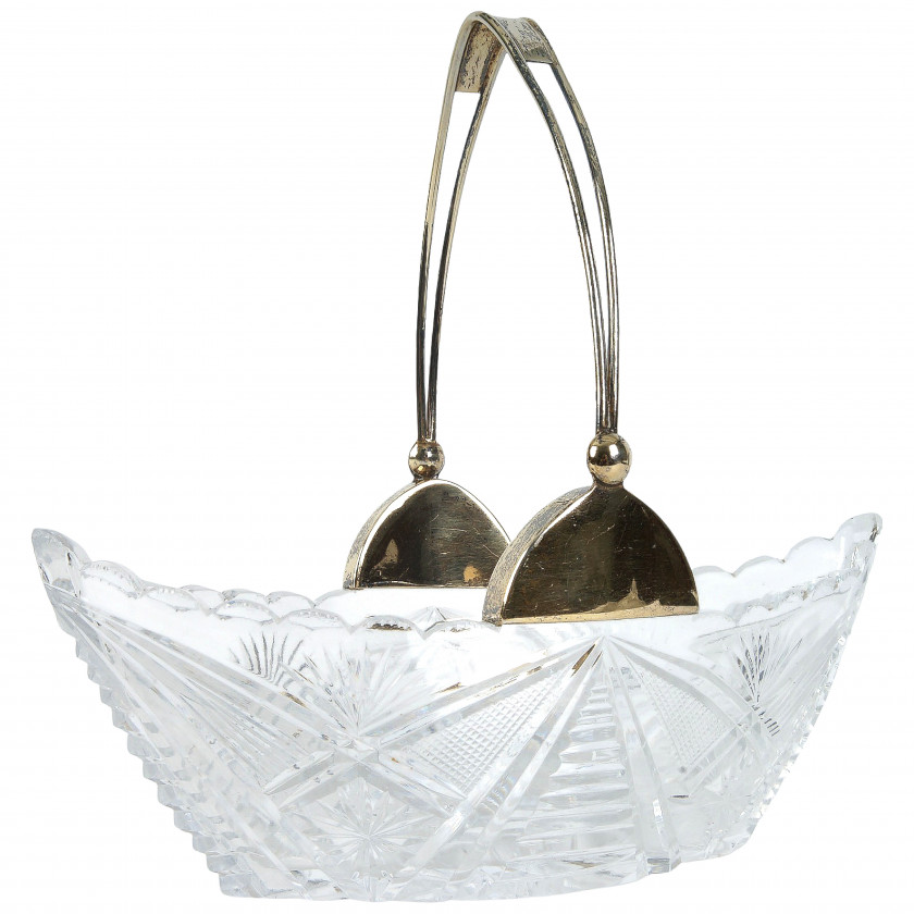 Silver and Cut Glass Candy Basket