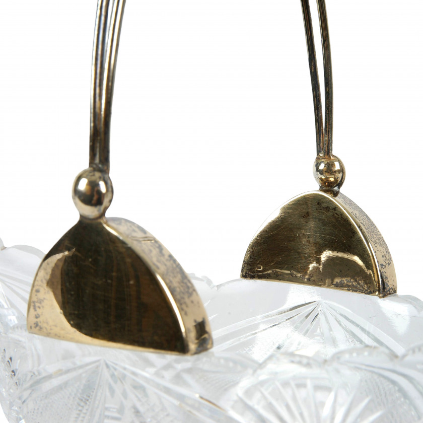 Silver and Cut Glass Candy Basket