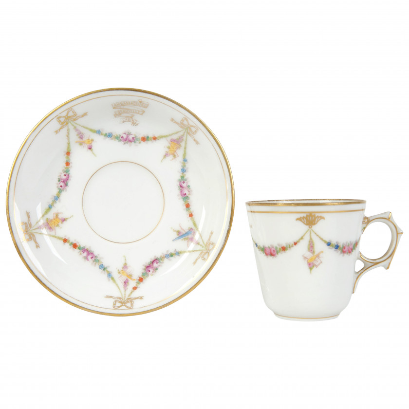 Porcelain coffee cup and saucer "Ambassadeurs Deauville Casino"