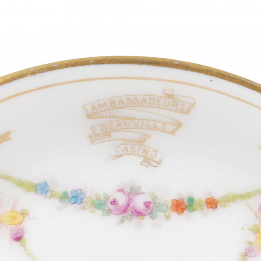 Porcelain coffee cup and saucer "Ambassadeurs Deauville Casino"