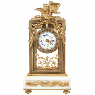 Bronze mantel clock with marble