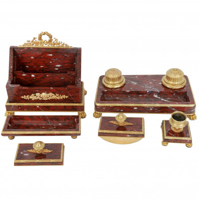 Marble and Gilt-Bronze Desk Set