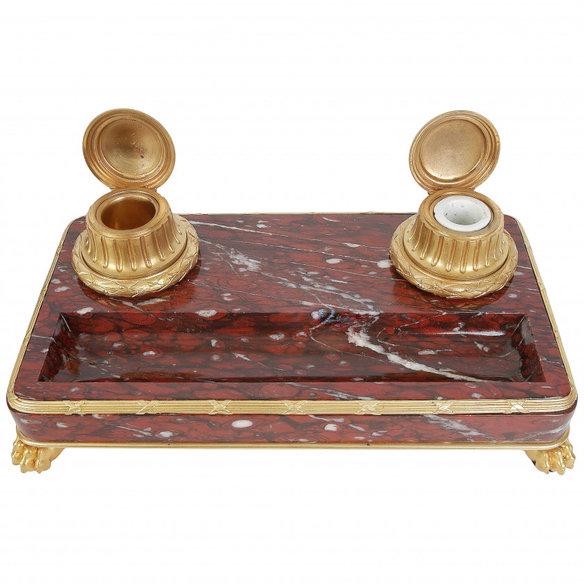 Marble and Gilt-Bronze Desk Set