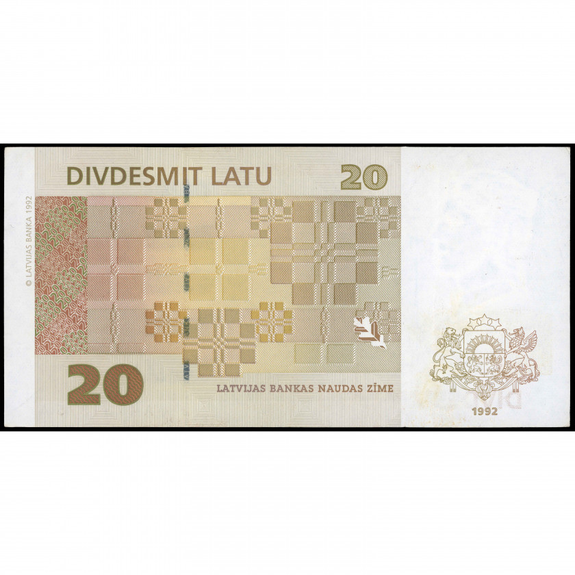 20 Latu, Latvia, 1992 (AU), Pick 45