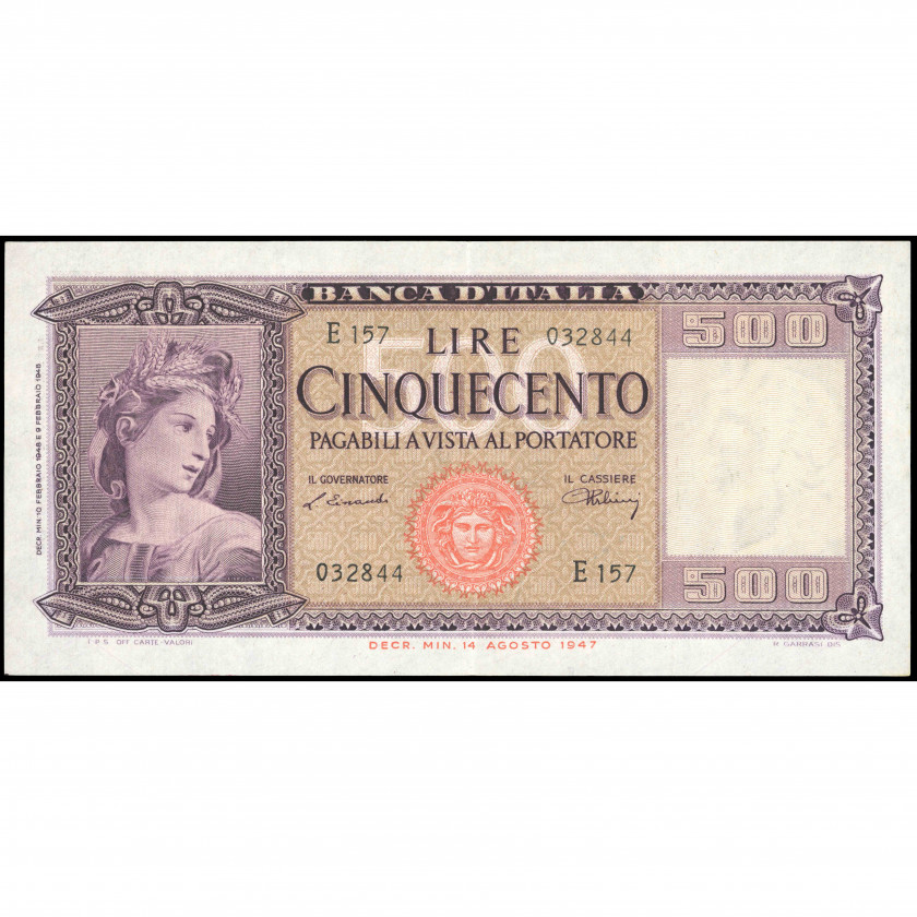 500 Lire, Italy, 1948 (XF), Pick 80a