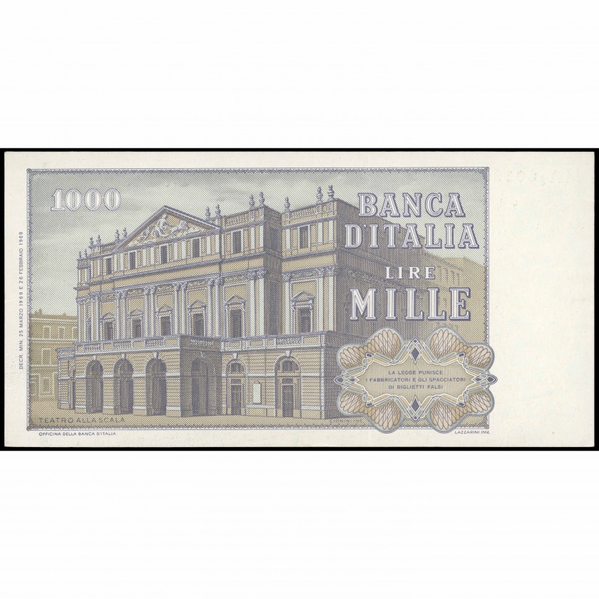 1000 Лир, Италия, 1969 (UNC), Pick 101a
