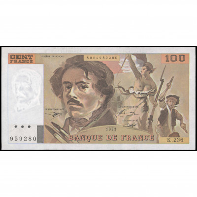 100 Franku, Francija, 1993 (UNC-), Pick 154g