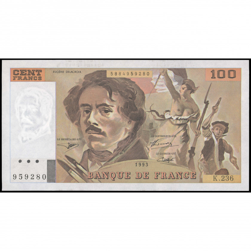 100 Franku, Francija, 1993 (UNC-), Pick 154g
