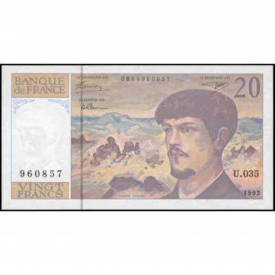 20 Francs, France, 1992 (UNC), Pick 151f