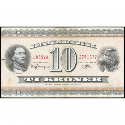 10 Kroner, Denmark, 1965 (F), Pick 44y