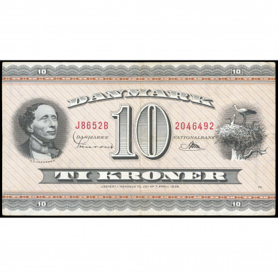 10 Kroner, Denmark, 1965 (VF), Pick 44y
