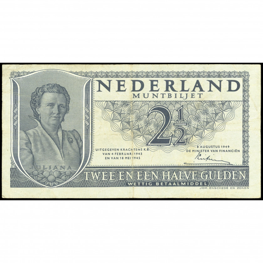 2 ½ Guldeņi, Nīderlande, 1949 (VF), Pick 73