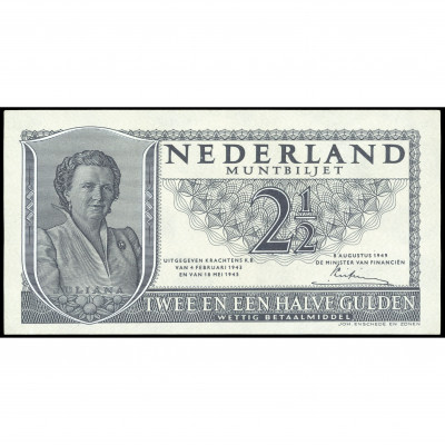 2 ½ Gulden, Netherlands, 1949 (AU), Pick 73