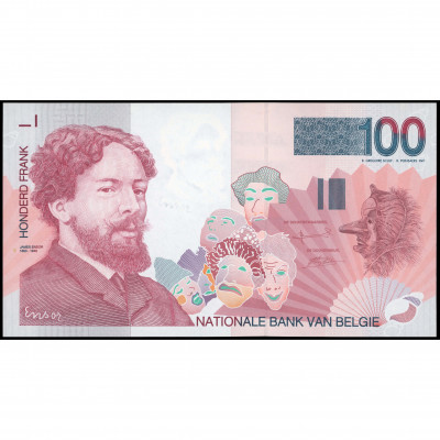 100 Francs, Belgium, 1995 - 2001 (UNC), Pick...