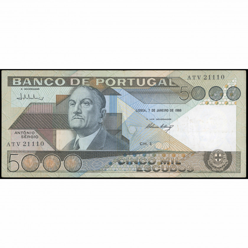 5000 Eskudo, Portugāle, 1986 (VF), Pick 182e