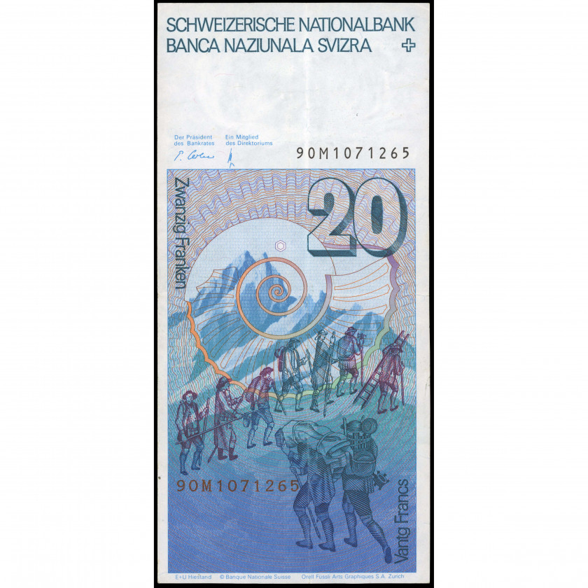 20 Франков, Швейцария, 1990 (VF), Pick 55i