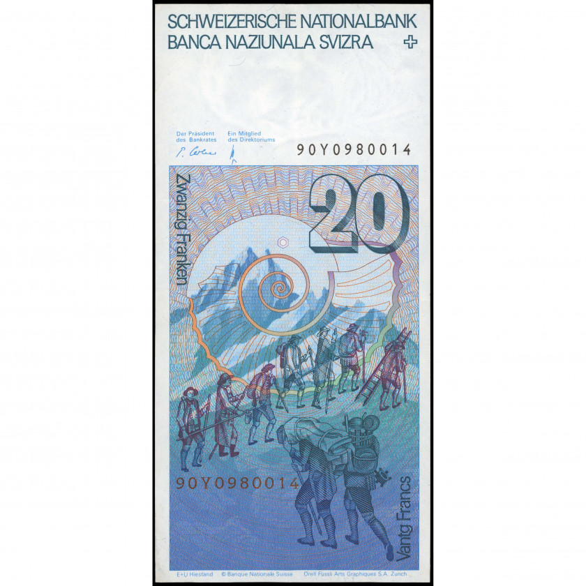 20 Franku, Šveice, 1990 (XF), Pick 55i