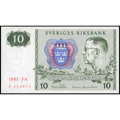 10 Kronor, Sweden, 1981 (UNC), Pick 52e