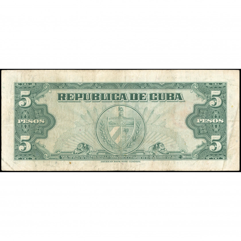 5 Pesos, Cuba, 1960 (VF), Pick 92a