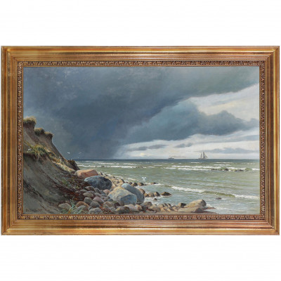 Painting "Coastal scene with storm clouds"