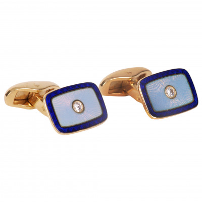 Gold cufflinks with enamel "Fabergé"