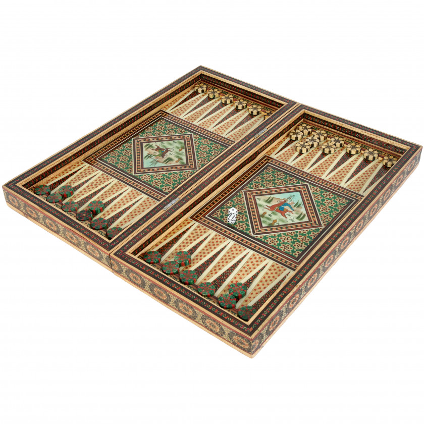 Wooden backgammon and checkers in Persian style