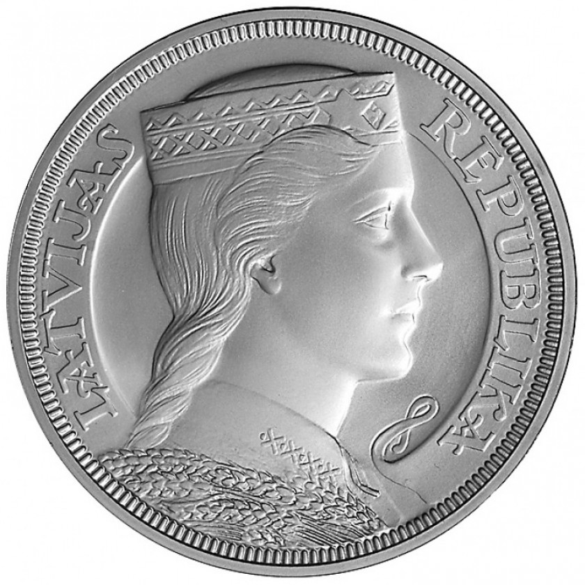 Серебряная монета "5 Лат 2012, Латвия, 90 лет Банку Латвии"