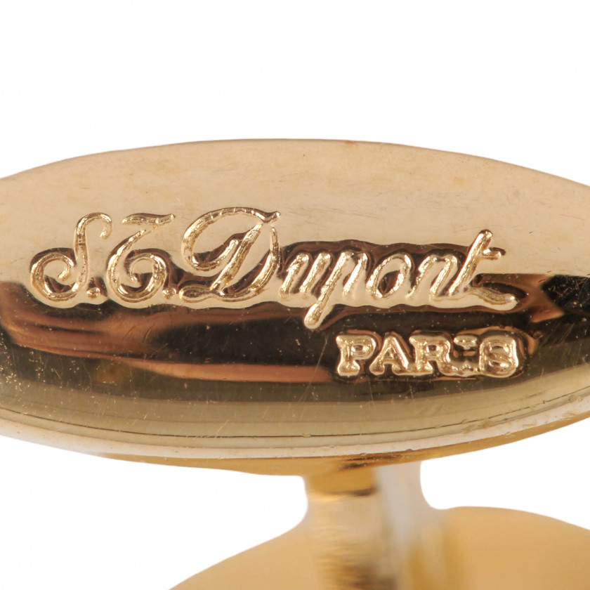 Gilded cufflinks "S.T. DuPont Paris"