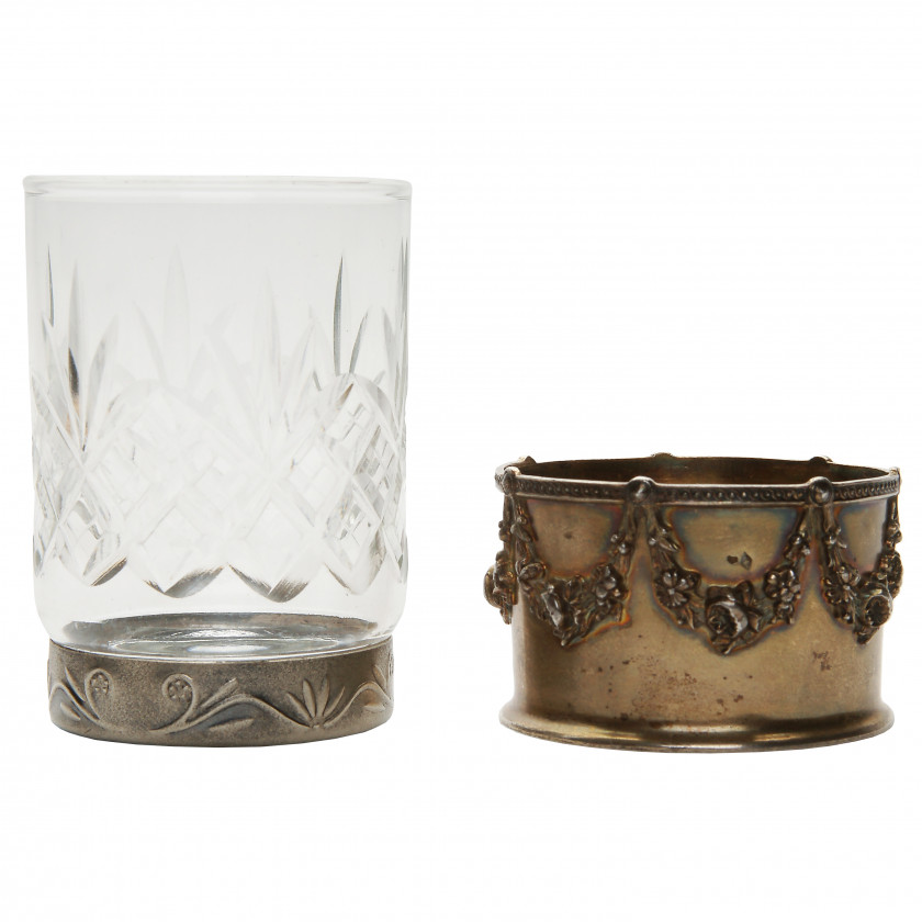 Glass shot glass with silver