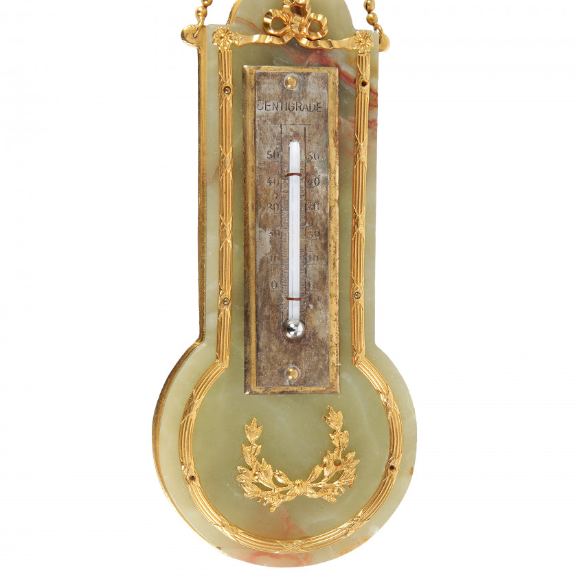 Bronze thermometer with onyx