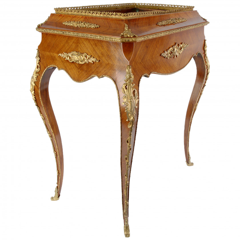 Rosewood jardiniere with bronze overlays