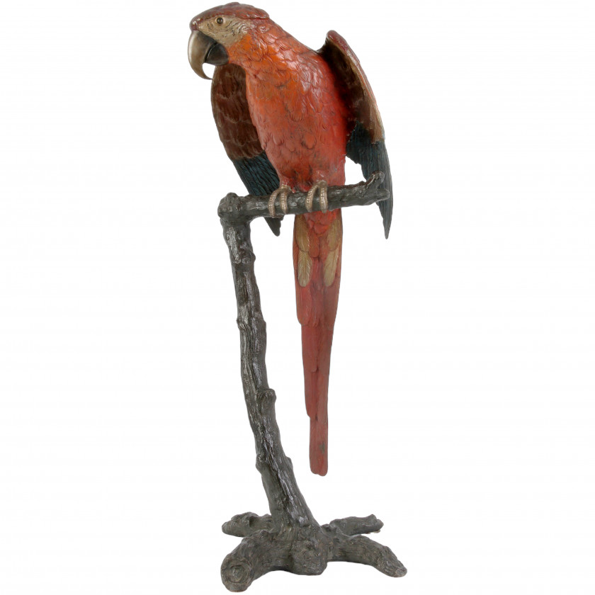 Большой бронзовый австрийский попугай "Ара" с холодной росписью