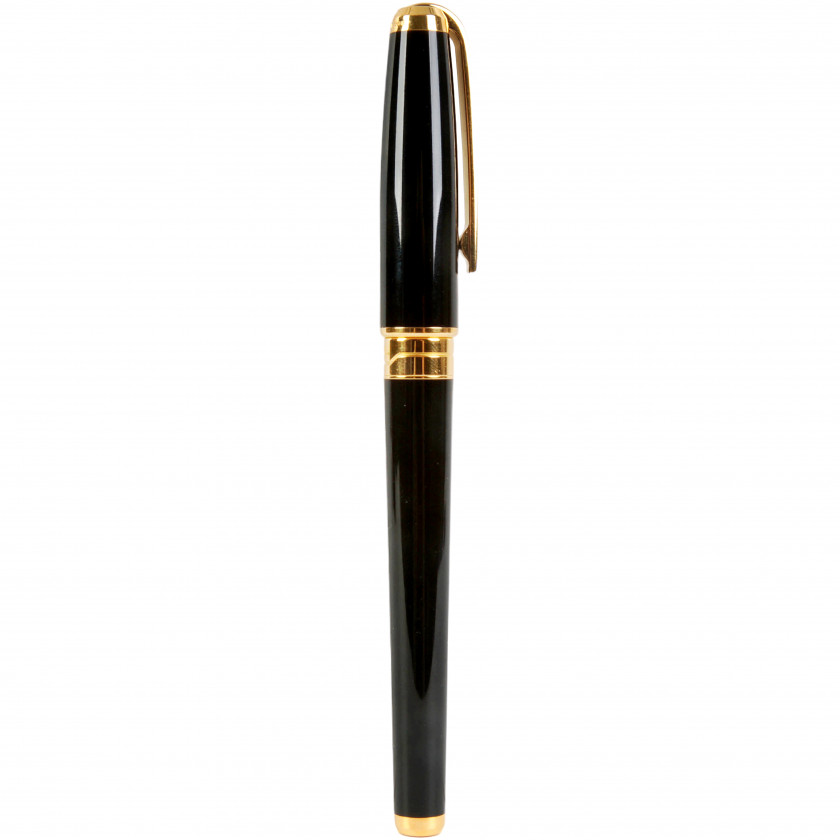 Pen "S.T. DuPont Paris Olympio 480574M Black Chinese Lacquer and Gold Fountain Pen"